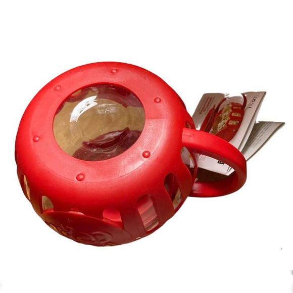 Microwave Popcorn Popper Red Borosilicate Glass 3 in 1 Silicone Lid 1.5 Quart - Picture 3 of 11